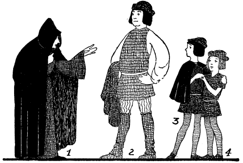 Illustration of costumes 1-4 Illustration of costumes 1-4